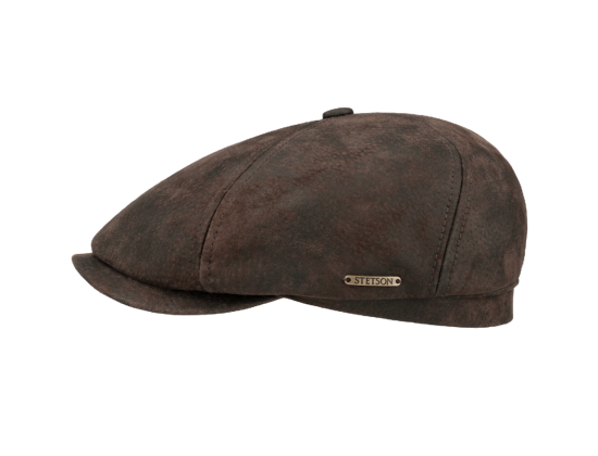 Casquette Stetson en cuir marron délavé